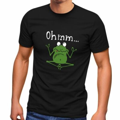 Herren T-Shirt Frosch Yoga Ohmm Parodie Ironie Fun-Shirt Bedruckt Aufdruck