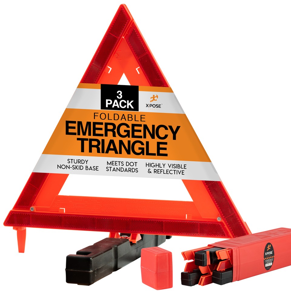 Reflective Emergency Triangles 3 Pack - Roadside Car Safety and Warning ...