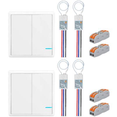 2x Wireless Smart Lamp Light Wall Switch 2 Way ON/OFF Home House Remote Control