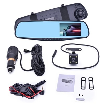 Rearview Mirror with Front and Rear Camera 3 in 1 Car Dash Cam Video DVR