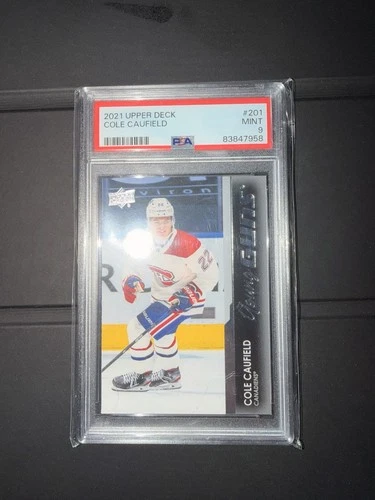 Cole Caufield 2021-22 UD Serie 1 Young Guns Rookie #201 Psa9