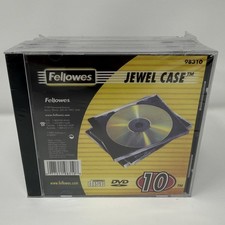 Fellowes 98310 CD DVD Jewel Cases 10 Pack Standard Black Tray Sealed NOS