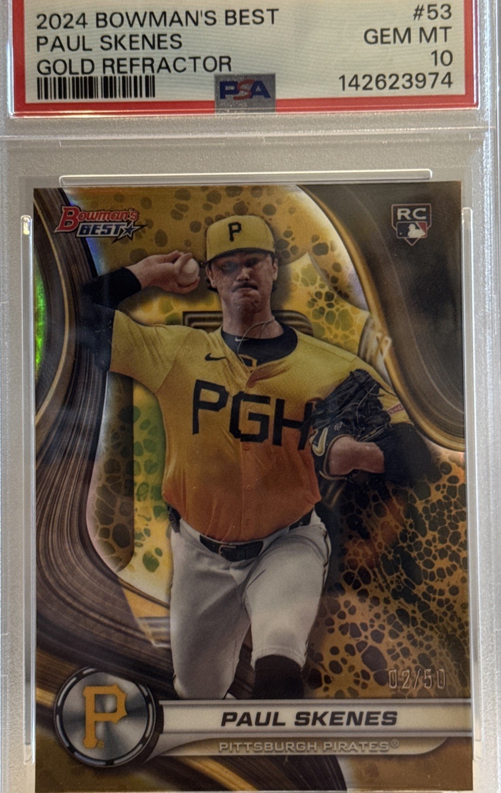 2024 Bowman's Best - Paul Skenes #53 Gold Refractor /50 (RC)