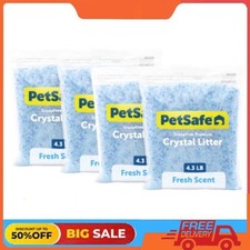 PetSafe ScoopFree Premium Crystal Cat Litter, Fresh Scent, 4.3 lb, 4-Pack, Blue