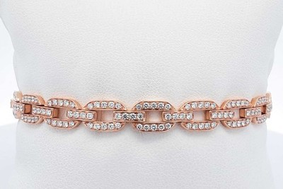 2.38cttw Diamond Link Bracelet In 18k Rose Gold 18.2 Grams 7 Inch Eb0526wwxzdu
