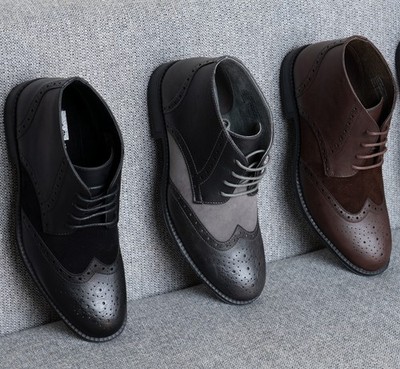Alpine Swiss Mens Boots Wing Tip Lace Up Dress Shoes Two  display picture 1