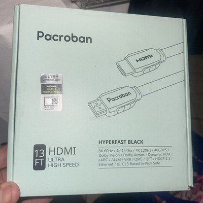 Pacroban 8K 48Gbps 13ft HDMI Ultra High Speed Hyperfast Black