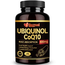 Ubiquinol CoQ10 400mg Softgels with Vitamin E  Omega-3, Max-Absorption Coenzyme