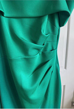 Eliza J Green Off-the-Shoulder Sleeveless Ruched Solid Long Gown Size 4