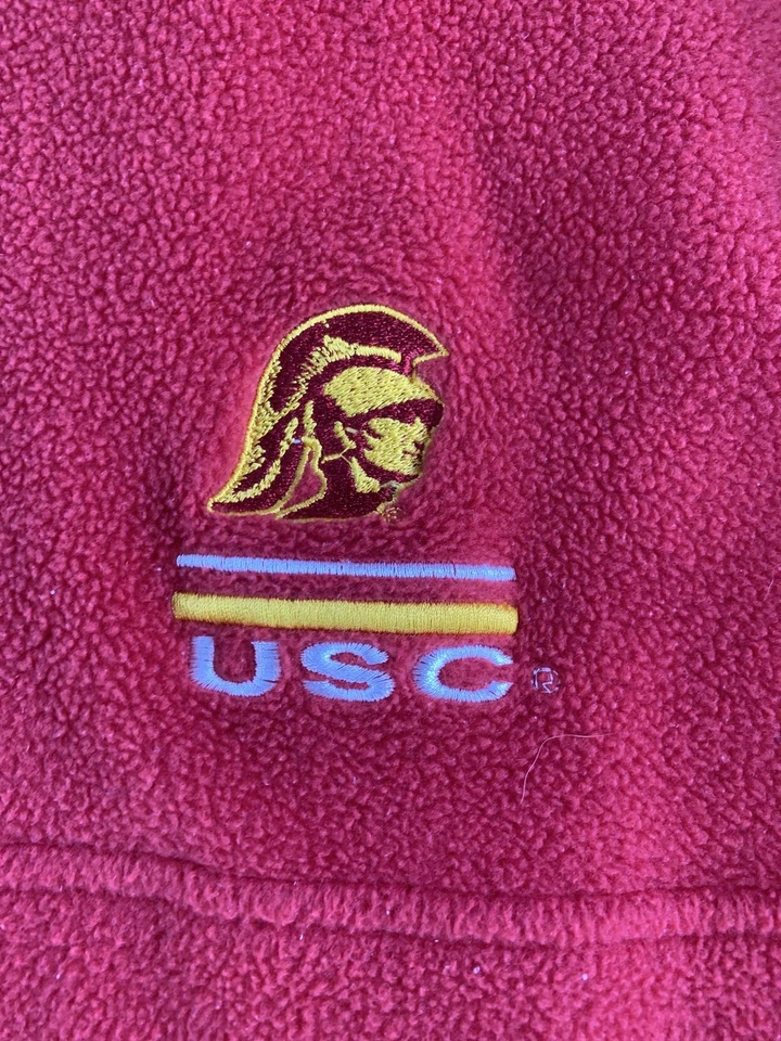 USC Trojans Sweater Mens XL Red Yellow NCAA Football Fleece Quarter Zip Starter - Image 4 of 4