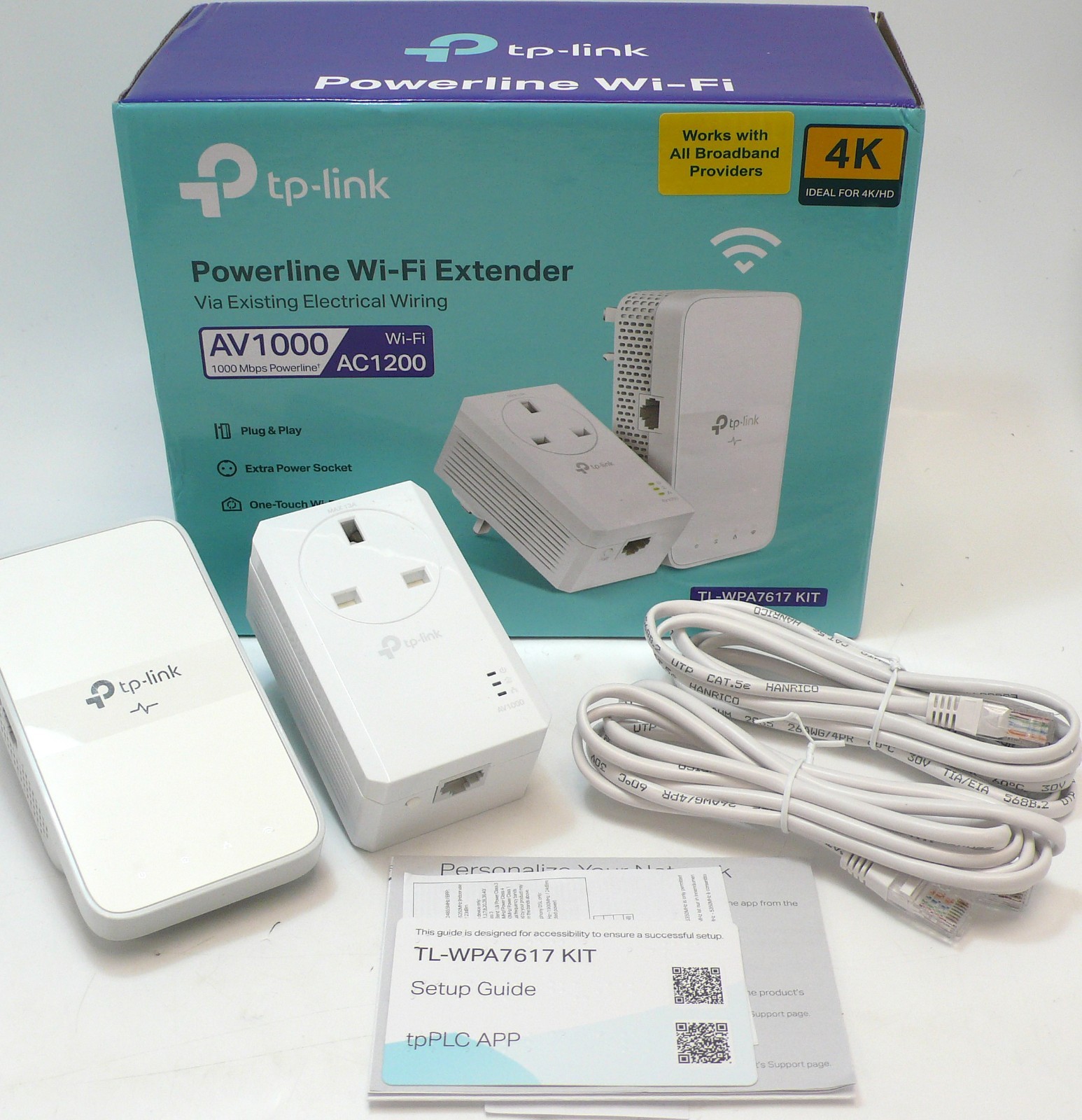 TP-LINK TL-WPA7617 KIT AV1000 Powerline Adapter 1200Mbps WIFI Extender