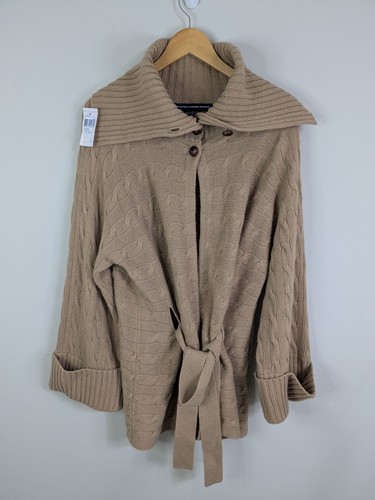 Ralph Lauren Sweater Women's Small Brown Cashmere Blend Cable Knit Long Sleeve