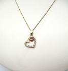 10K Yellow Gold Clear Stone Heart Pendant Necklace Singapore Chain 20" [N136] — photo 3