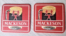 2 VINTAGE MACKESON BEER COASTERS - NEW