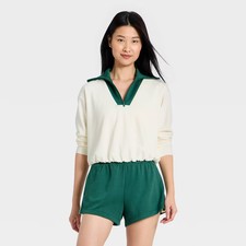 Women's Airy Sleek Pique 1/2 Zip Bubble Hem Pullover Sweatshirt - All