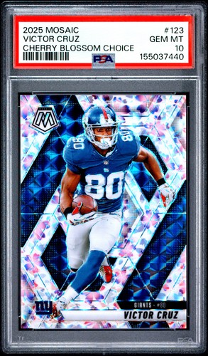 2025 PANINI MOSAIC CHERRY BLOSSOM CHOICE #123 VICTOR CRUZ 20/20 PSA 10