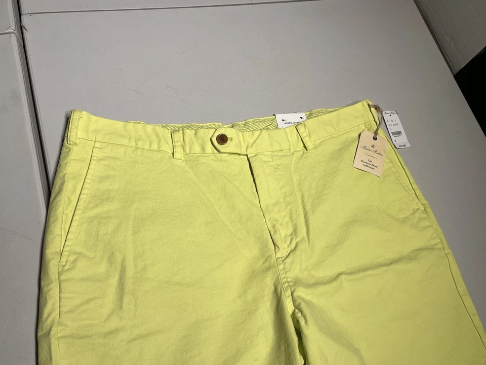 Pantalones Cortos Brooks Brothers Para Hombre 40 Verde Amarillo Brillante Granate Teñido Informal Algodón Foto 2 de 4