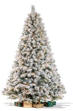 7.5FT Pre-lit Snow Flocked Christmas Tree Spr...