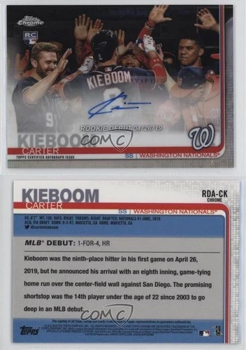2019 Topps Chrome Update Target Rookie Debut Refractor Carter Kieboom Auto RC