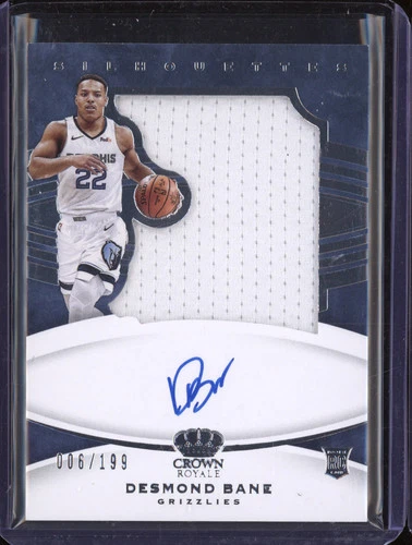 Desmond Bane 2020-21 Panini Crown Royale 119 Silhouettes Patch Auto RC 6/199