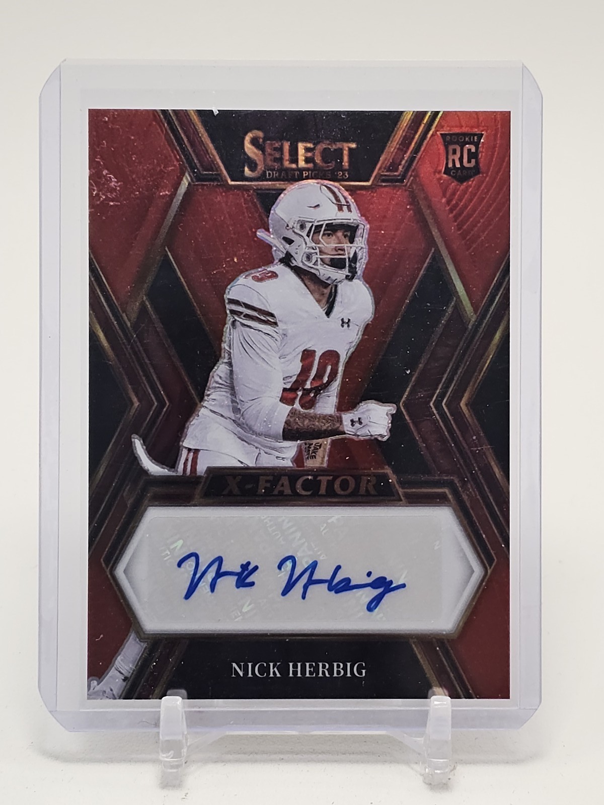 Nick Herbig Panini Select Draft Picks X-Factor Signatures #XSNHE Red