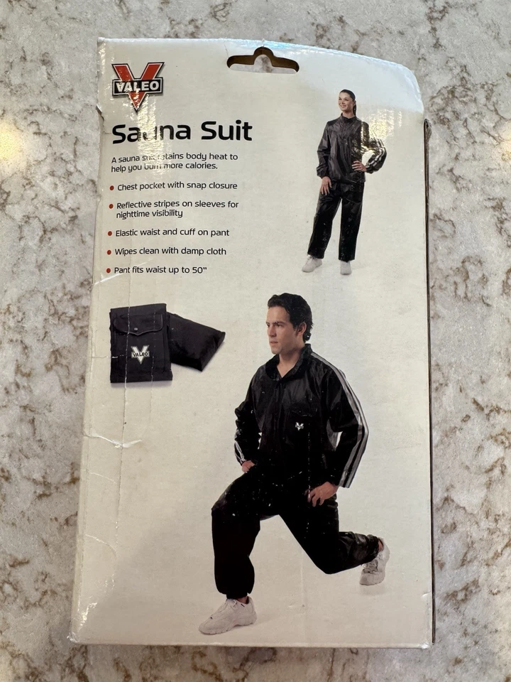 Traje Sauna Valeo Talla XL-XXL Pantalón Cintura hasta 50" Negro Entrenamiento Cardio Foto 3 de 4