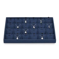 24 Grids Microfibrt Necklace Tray Jewelry Display Tray Necklace Holder Displa...