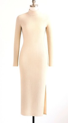 Stradivarius Maxikleid stone/beige Gr L- Neu mit Etikett