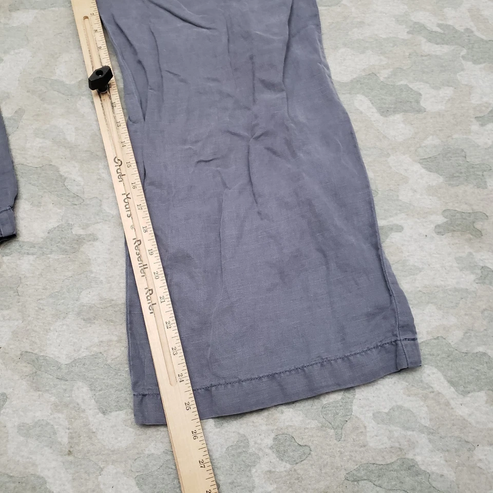 Pantalones Joie para mujer 10 bolsillos de mezcla de lino azul pierna ancha corta Foto 4 de 4