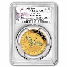 2026 AUS 1 oz Gold Swan MS-70 PCGS FDI (Anniversary Swan Label) 4605.85 per troy oz