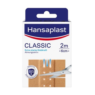 Hansaplast Classic Plasters (2 m x 6 cm), cuttable wound plasters with 1 pack