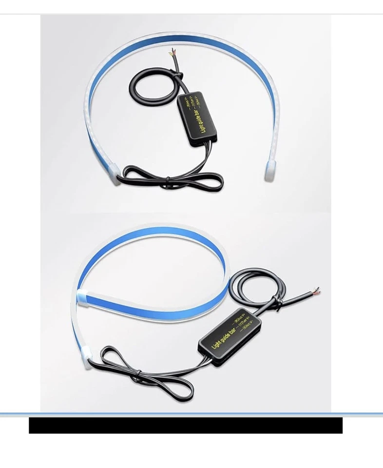 STRISCIA FARO AUTO LED TUBO NEON 12V FLESSIBILE 60CM BIANCO E GIALLO AMBRA LDR - Immagine 2 di 4