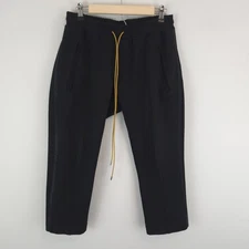 Rhude Men's Black Cropped Classic Traxedo Track Pants Elastic Waist Size M