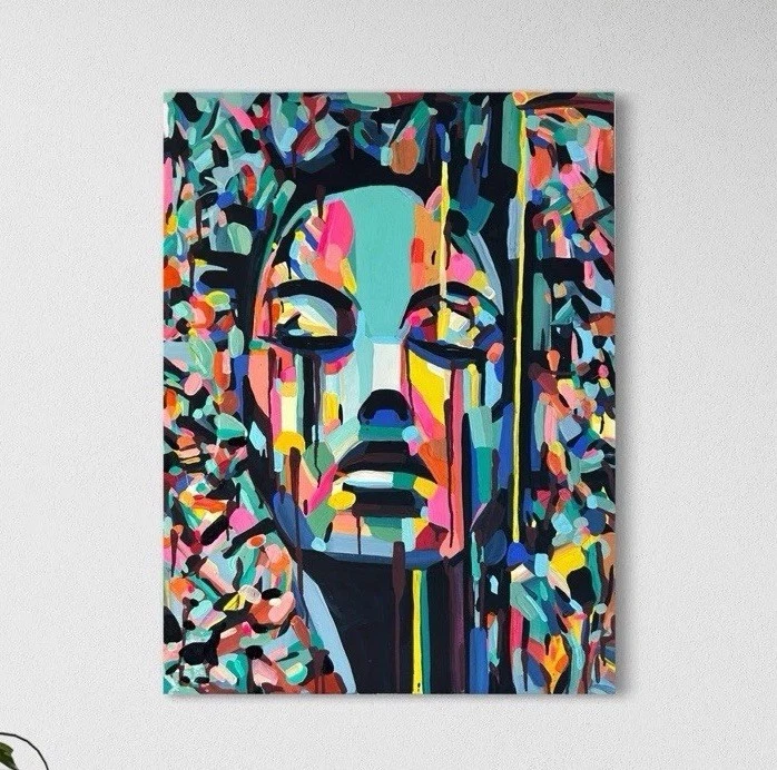 ORIGINAL Acryl Bild Gemälde Frau Abstrakt Malerei Kunst Modern Erotik HANDGEMALT - Bild 1 von 4