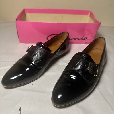 Vintage Connie Collection Black Patent Leather Shoes with Buckle Size 5