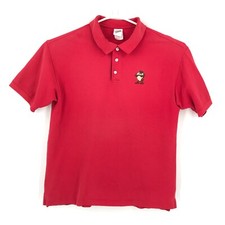 VINTAGE Tasmanian Devil Mens Polo Shirt Large Red Short Sleeve Looney Tunes Taz