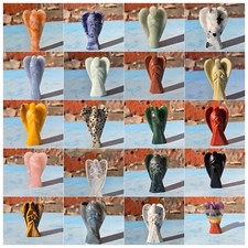 Pocket Stone Carved Gemstone Luck Guardian Angels Crystal Healing Statue 2inch