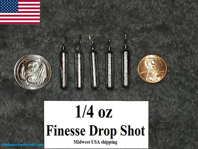 25 Drop Shot Weights Finesse Fishing 1/4 oz Sinkers black line grip swivel 