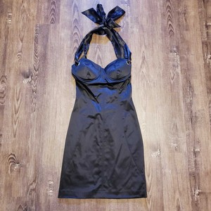 black satin corset dress