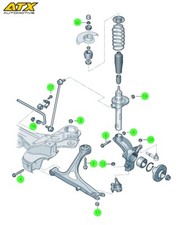 Complete Front Suspension Nut & Bolt Kit fits Audi TT MK1 8N