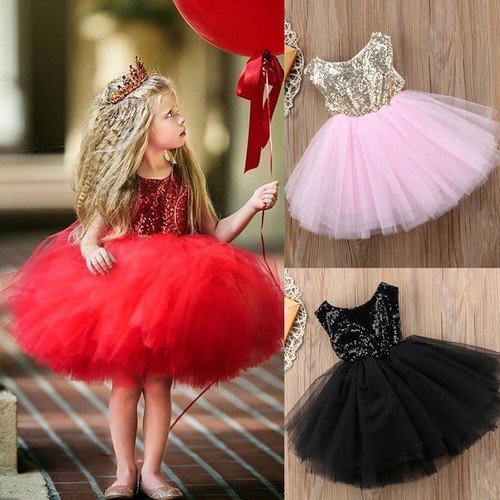 NUOVO Abito Ragazze Paillettes Principessa Gonna GONFIA Tutu Festa Di  Compleanno Bambini vestiti | eBay