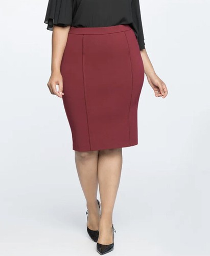 eloquii Stretch 9-to-5 Work Skirt Women's Size 20 Cabernet Red Original $69.95