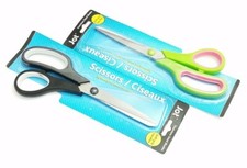 SET OF 2 SCISSORS BLACK  GREEN SOFT GRIP HANDLES JOT 8-1/2 LONG STAINLESS