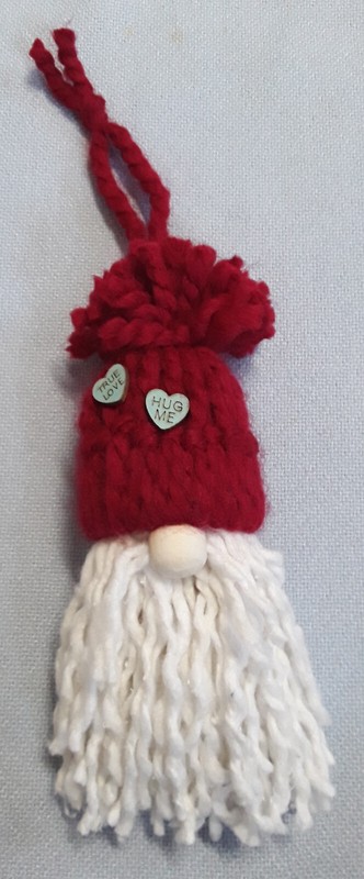 New Handmade Yarn / Cotton Gnome Ornament Christmas / Valentine's Day Hearts