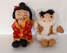 Disney Store Its a Small World Alaskan Eskimo Alaska Boy  China Girl Bean Plush