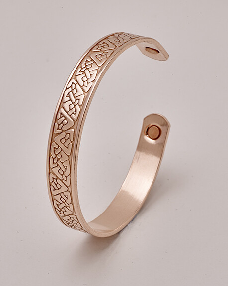 Bracciale In Rame Da Donna Con 6 Magneti E Incisioni Floreali – Design A Tre Colori, Regolabile, Circa 18 Cm - 3
