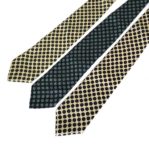 Ermenegildo Zegna gepunktete Krawatten 100 % Seide 3er Set beige marine grün Italien