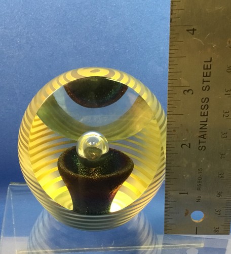 Correia Limited Edition Paperweight “iridescent Stripes W/controlled Bubbles” - Picture 9 of 9