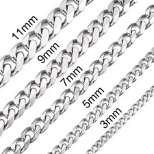 22inch Curb Cuban Chain Necklace For Men Stainless Steel 3/5/7/9/11mm Wide