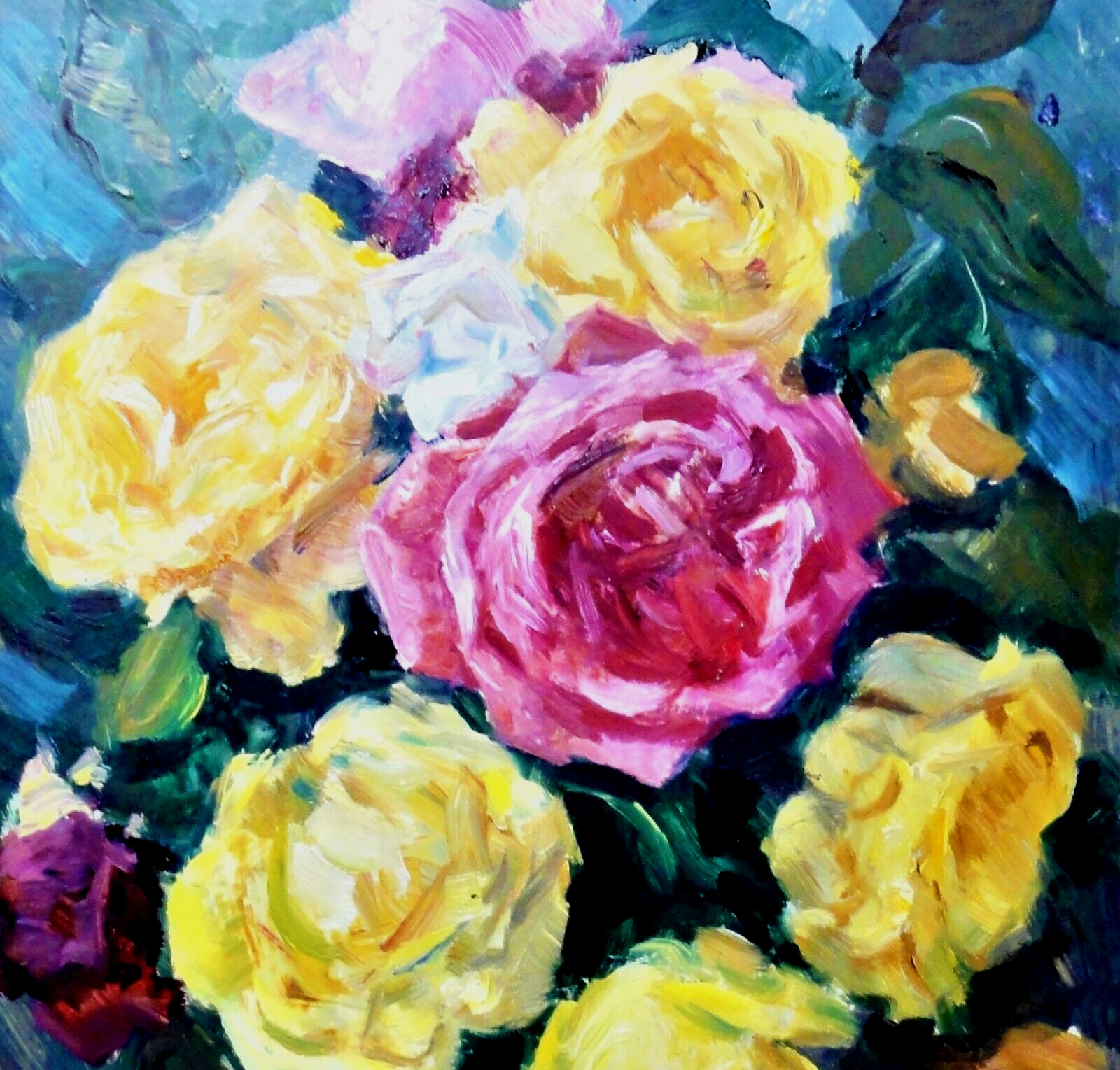 Alexij VON ASSAULENKO (1913-1989) TOP - Gemälde 1980: EDLER BUNTER ROSENSTRAUSS